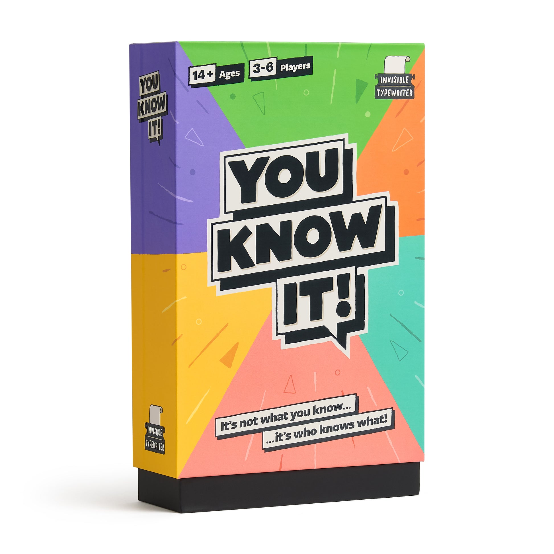 Colorful box of 'You Know It!' game with geometric design